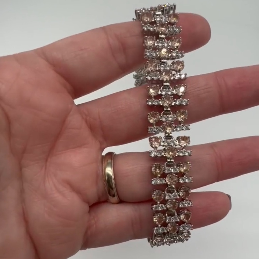 Champagne and Clear CZ Tennis Bracelet - Picture 3 of 3